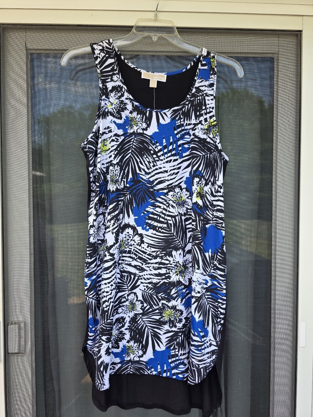 NWT Michael Kors Sleeveless Tropical Print Tank High Low Dress 10